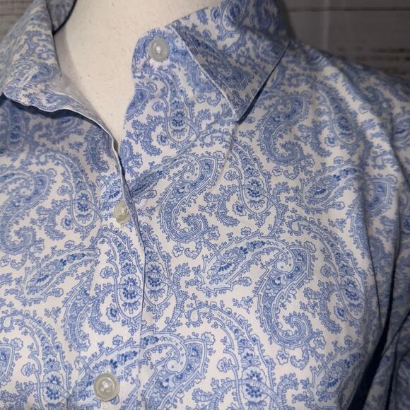 L.L.Bean Blue Paisley button down Shirt women’s size medium - Picture 7 of 7